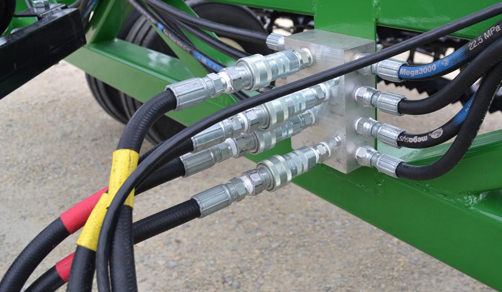 Tighten hardware once installed. Attach the hydraulic hoses from the A-frame to the manifold block located on the main frame(fig 2).