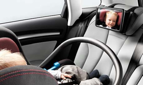 28 01 01 Audi baby mirror Easy to secure to the head rest of the rear seat thanks to the Velcro fastener, keeping the baby in the rear-facing