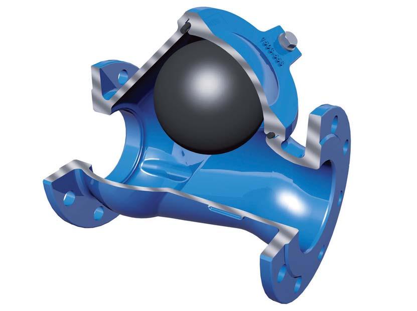 VAG KRV Ball Check Valve Cover Seal Ball Free passage Nominal pressures PN 10, 16 Nominal diameters DN 50 200 Fields of application: service water, wastewater Face-to-face length to EN 558, basic