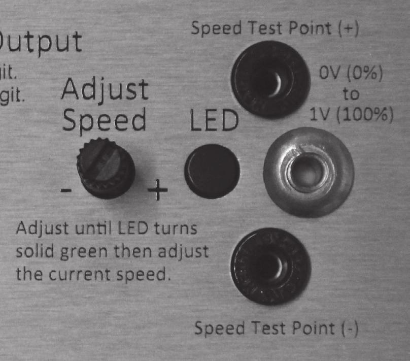 5. ADJUSTMENT For accurate speed adjustment, a volt meter is required to read the percent voltage. 0 to +1V = 0 to 100% PWM Example: for an 1800 RPM motor, 0.