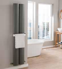 Ice Bagno shown on pages 86-87 Steel; Slimline flat tube on tube radiator cloaked in a steel cover Optional B2 (underneath) connections available in vertical only 5 year warranty Stainless Steel or
