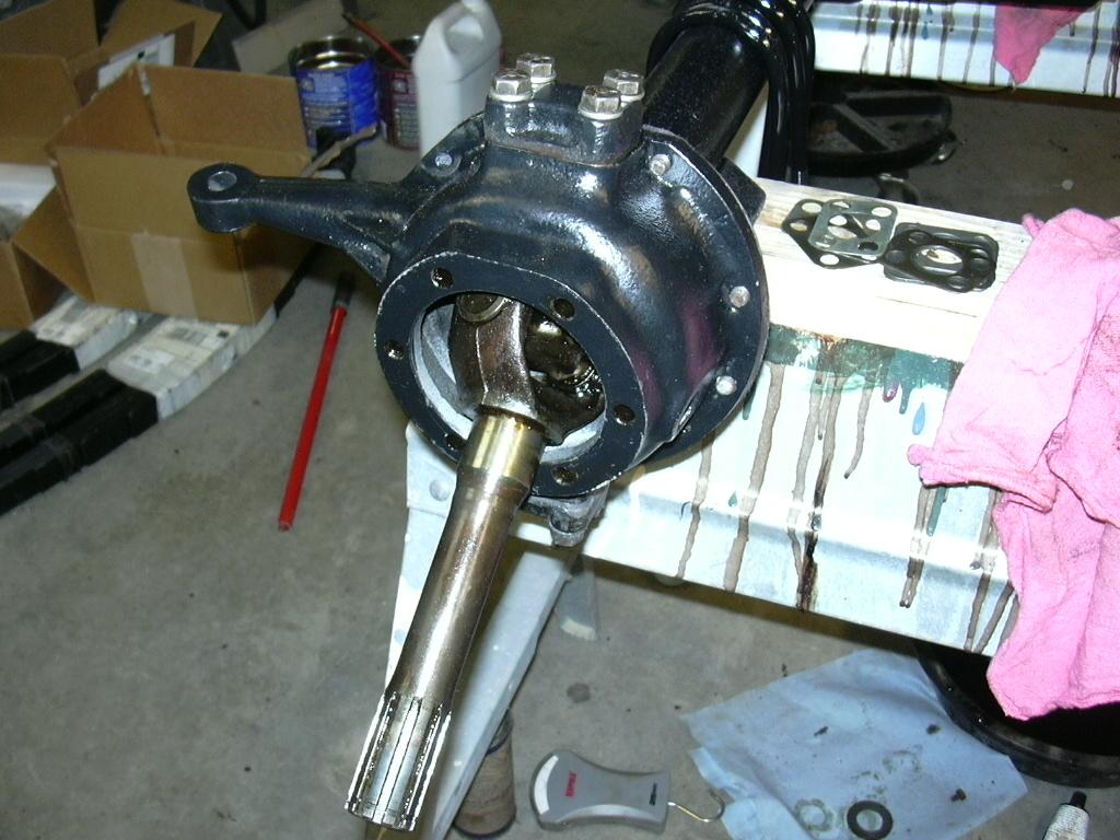 The backing plates and axle spindles were installed.