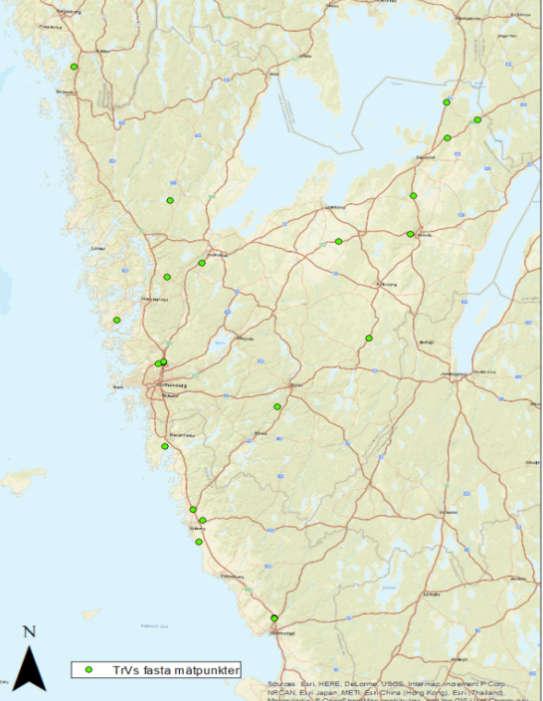 MAP 2; The Swedish Transport Administration fixed screening points speed.