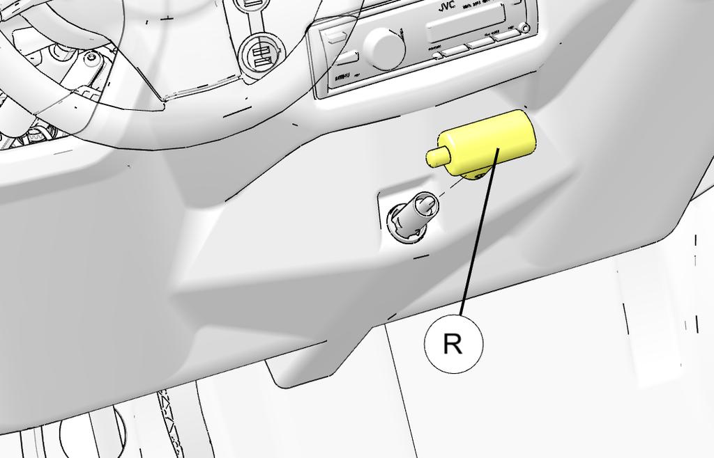 Reinstall parking brake handle (R) using Phillips screw driver. 11.