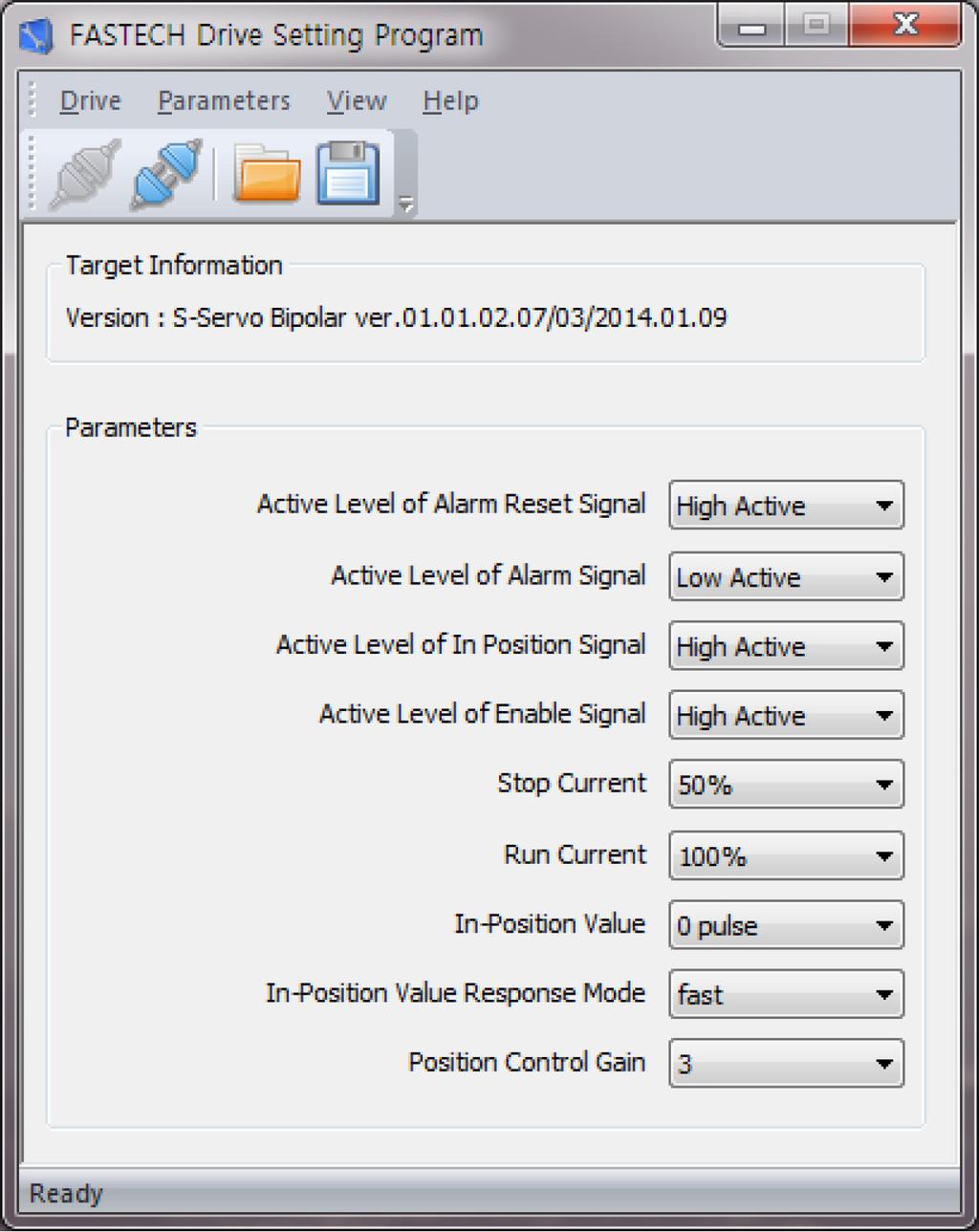 Parameter Settings GUI [User Interface] S-SERVOⅡ driver utilizes various parameters for operation.