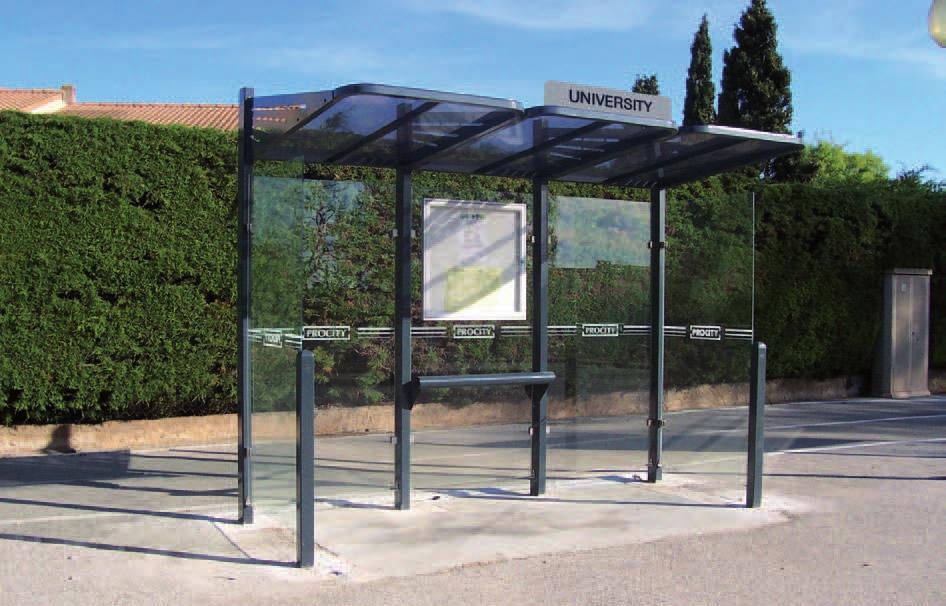 64 conviviale Bus shelters 1 conviviale Bus shelter Thanks to its elegance and modular assembly, the CONVIVIALE bus shelter can be adapted for any site and ensures that the laws governing highway