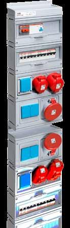 Modular Combi Plastic For 63 A, IP 44 Splashproof Socket outlet RCD 30 ma Box size W x H x D: 250 x 430 x 160 3 x 10/16 A IEC 60309, 1 x 16 A, IEC