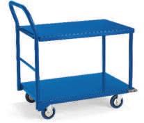 Trucks & Carts UTILITY CARTS All-Welded Carts 14-gauge steel 1000-lb. capacity " blue rubber casters All-welded Rigid unit is available with either flush shelves or shelves with 1 1 /2" lip.