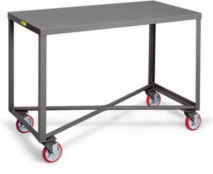 Gray enamel finish. Made in USA. SELECTED MODELS IN STOCK. Others FACTORY QUICK SHIP. A. 2- Mobile Tables. 24 1 /2" shelf clearance provides plenty of room for larger, bulkier items.