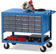 CAPACITY c D two-drawer shop cart shop cart with 24 bins Premium Compact Storage Shop Carts 12-gauge steel 2000-lb.