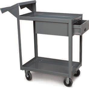 Handy 12"W tray with lip keeps papers and pencils within easy reach. Rolls smoothly on ball-bearing casters. Choose either standard model or truck with 1 3 /4"Wx20"Dx6 3 /4"H drawer for extra storage.