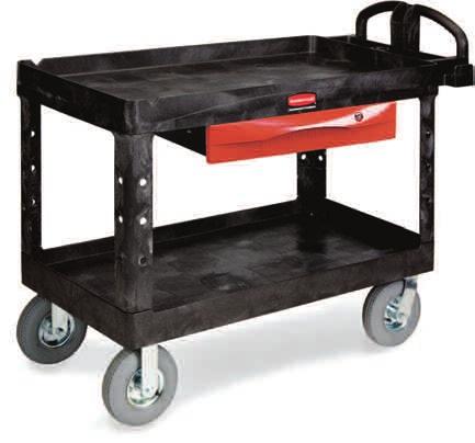 CAPACITY Ergonomic handle with built-in tool storage. 24" deep carts have additional cord hooks and tool hooks on either side.