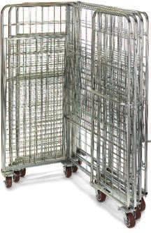 00 60x24x7" 3600 478202-R 484.00 48x30x7" 3600 4782702-R 487.00 60x30x7" 3600 4782902-R 31.00 Folded carts nest for convenient storage. Folding Wire Cage Trucks Steel 2800-lb.