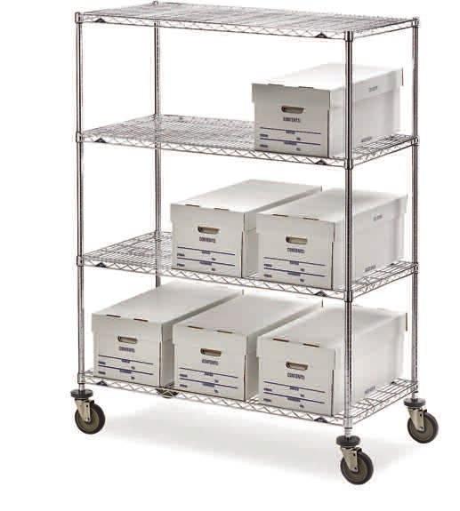 Casters have 3 1 /2" protective doughnut bumpers. Unassembled. SELECTED MODELS IN STOCK. A. Trucks with Wire Shelves Super Erecta Br