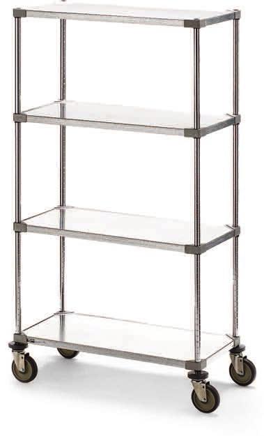 1 /8" raised edge around entire shelf perimeter contains spills. NSF listed. 68"H Truck with 36"Wx18"D galvanized shelves. B A. WIRE SHELF TRUCKS B. GALVANIZED SHELF TRUCKS No. $ No.
