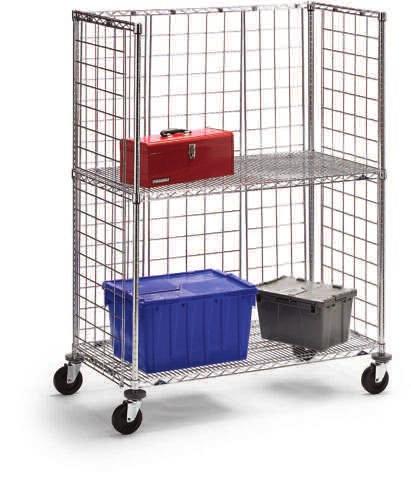 qwikslot Wire Trucks Steel wire shelves and steel posts 800-lb. capacity " rubber casters Open wire shelves will not collect dirt and dust like solid shelves.