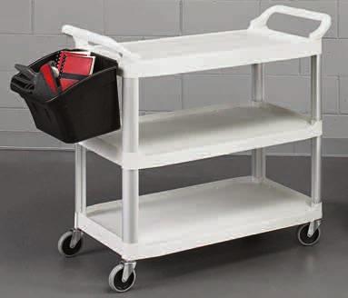 capacities Handles include recessed storage compartments 4" polyurethane casters Gray carts: 1% post-industrial recycled content 211-R in (02) red shown with optional 8-gal.