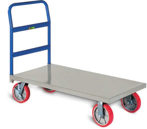 Trucks & Carts PLATFoRM TRUCkS Economical Steel Platform Trucks 900- and 1200-lb. capacities 14-gauge steel deck 9" deck height Removable push handle can be placed on either end.
