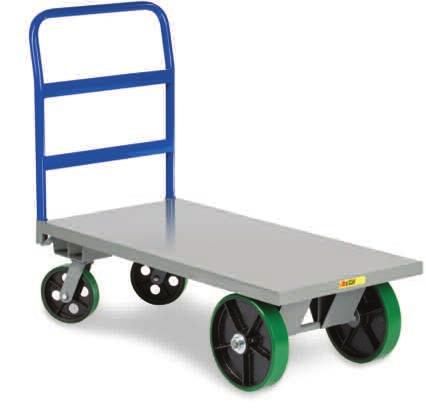 capacities Treated hardwood deck Multiple deck heights available High deck minimizes deep bending during loading and unloading. is surrounded by steel angle. removable crossbar handle.