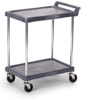 SALE ON THIS PAGE Trucks & Carts UTILITY CARTS A B RECYCLABLE Polymer Utility Carts Chrome posts with polymer shelves 400-lb.