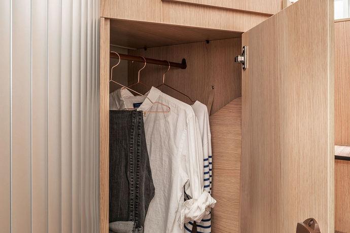 Wardrobes A wardrobe that is accessible via a large door is included at the