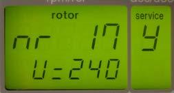 22 SERVICE MENU 2.1.12 Submenu Indication of the imbalance value of the rotor Here you can read off the imbalance value of the rotor transponder.