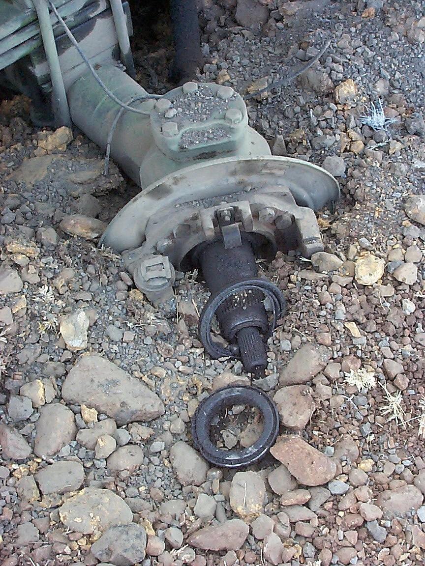 3 Front axle detail after a double anti-tank mine detonation centrally under the front axle.