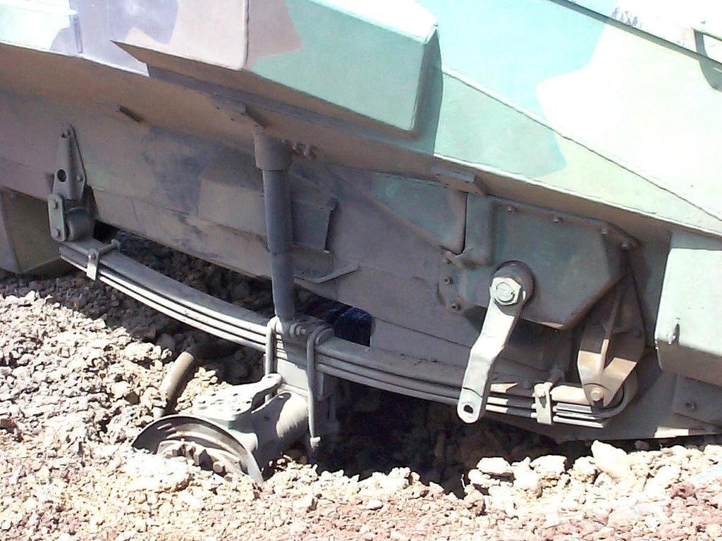 Detail of axle damage after blast test described above.