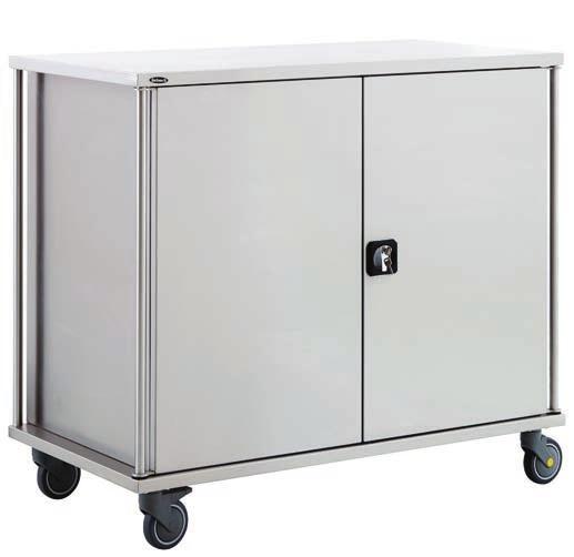 hospitals Lockable and 270 degree openable two doors Four castors, two of