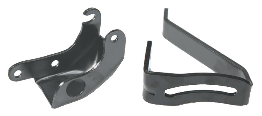 Coil bracket includes correct shouldered, head and tip retaining screw as original. Each bracket has correct angle to ensure proper fitment, clear zinc plated.