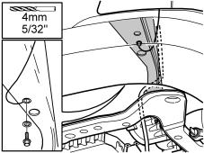 R2000348 21 Applies to the V70 and the XC70 Drill a hole in the front/lower edge of the side member with a Ø4 mm (5/32") bit.