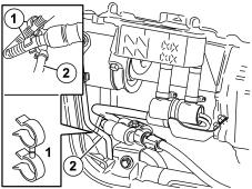 R2900223 Clamp the cable in at the bracket as illustrated. Caution! The cable must not be secured to the drive shaft, to the fuel lines, air conditioning (A/C) pipes or brake pipes.