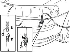 Use a screwdriver and press with manual force in the markings. M3703484 3 Applies to the V70 Install the expander nut in the hole, with the guide pin in the guide hole.