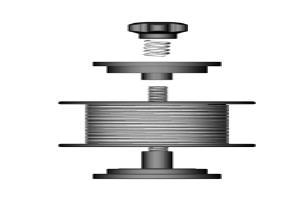 v. The welder can use either 4 inch or 8 inch spools. See Figure 5 for additional reference. The wing nut controls the tension on the spool. 4 Inch 8 Inch Figure 5 vi. Setting the wire spool tension.