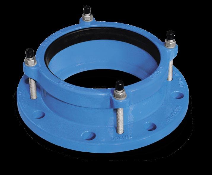 Since the UNIJOINT flange adaptor does not offer end load restraint, it requires a fixed point in the pipeline. If the pipe end can be pulled out of the flange adaptor, anchoring is required.