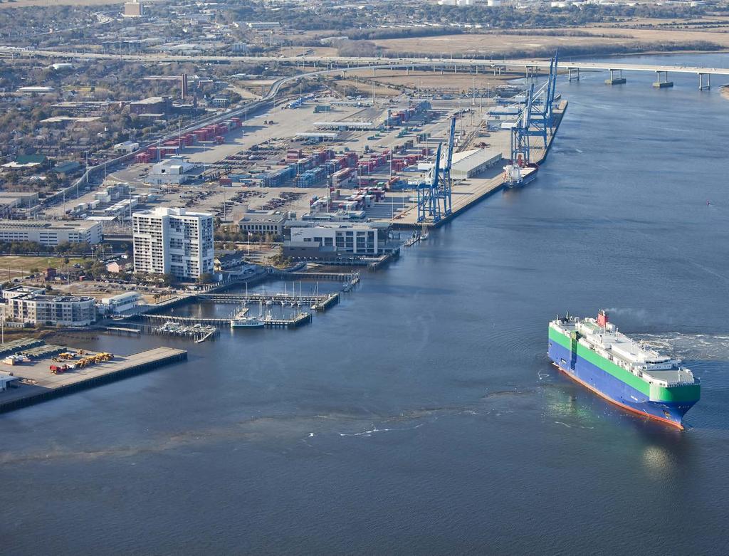 CHARLESTON PORTS The Charleston Port is the deepest water in the Southeastern U.S. and is the only Southeast port that can efficiently handle Post-Panamax vesels up to 9,600 TEU s in 2016.