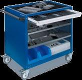 x 1,300 d gentian blue RAL 5010 (casing) and grey-white RAL 9002 (drawers) 900 kg payload per drawer For