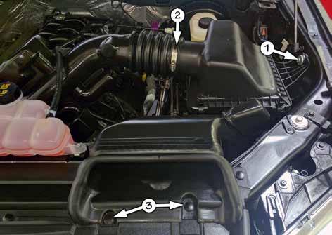 Section 2 OEM INTAKE SYSTEM REMOVAL 1. Unbolt the OEM airbox from the vehicle. See Figure A (1). 2. Loosen the band clamp on OEM intake tube at connection to OEM airbox. See Figure A (2). 3.