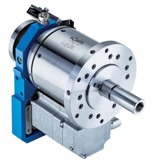 Electrical cylinder without through-hole EVS APPLICATION Electrical actuation of power chucks without through-hole. TYPE Clamping cylinder with feed-through Ø 11 mm for coolant or other media.