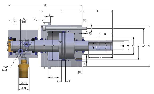 Oil-operated cylinders without through-hole OVS T max/min.