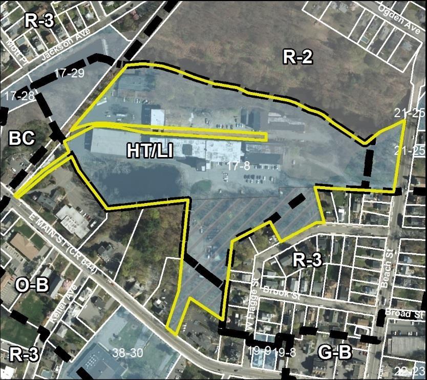 Park (P) zone. Block 17 Lot 8 114 Beach Street 4A: Commercial 1. HT/LI (majority of property) 2. O-B 3. R-3 4.