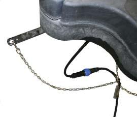 If you receive a 3 chain strain relief (6 or 8 gauge cord), attach one chain to each of the three lower float brackets.