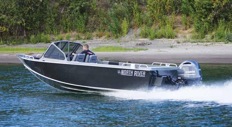 22 Seahawk N O R T H R I V E R Honda or Yamaha 150 HP 4-Stroke Deluxe Top Gun Canvas 6 Bend Folding Top with Side & Back Drop Curtains, Slide Track,Storage Boot & Bag Hydraulic Steering Large