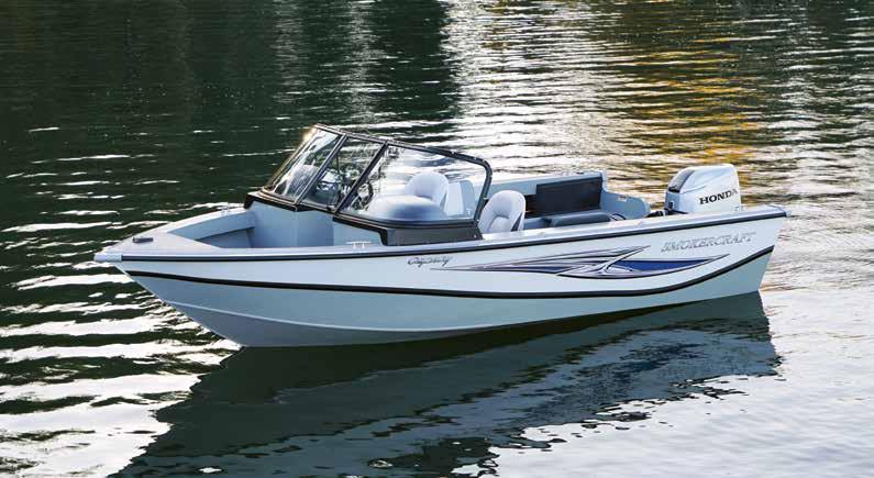 S M O K E R C R A F T 16 & 17 Osprey MODEL 16 17 Hull Center Length 16 4 17 4 Beam 90 92 Depth 27 27 Transom Height 20 20 1,050 lbs 1,150 lbs Persons/Capacity 6/785 6/850 Fuel Capacity 28 gal 28 gal