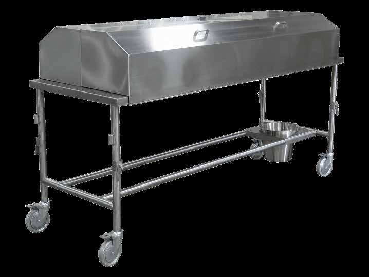 This unit features hinged covers which can be securely closed when not in use and fastened beneath the table top when opened. Length:... 87 in./221 cm. Height/Overall:... 48.25 in./123 cm.