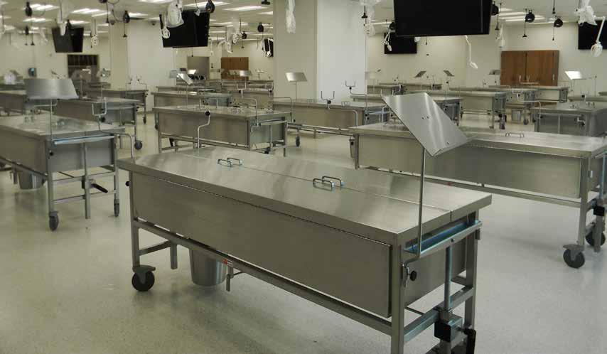 MODEL 600022 The Immersion Table is a uniquely designed storage chamber. When not in use, the cadaver is lowered into a preservation solution and is easily raised by a hand crank lifting mechanism.