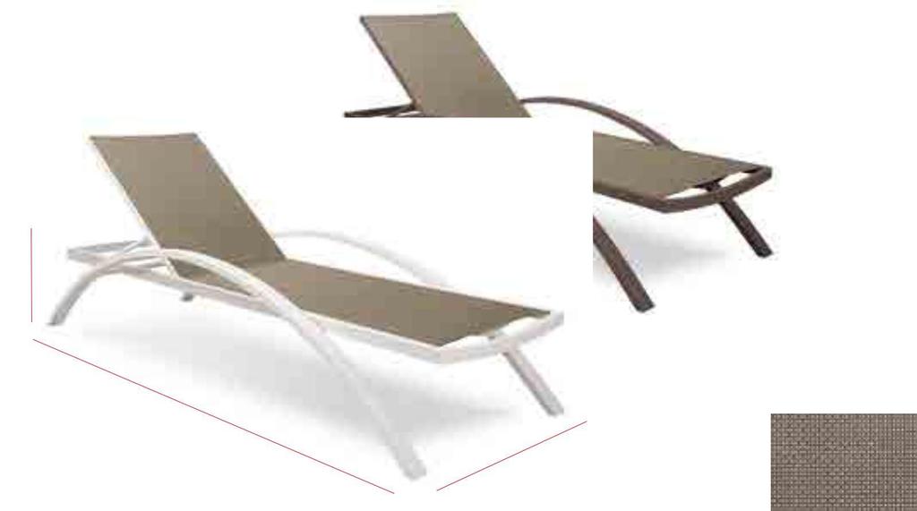 Sunlounger, aluminum frame polyester powder coated. Covering in a two-shot PVC plastic fabric.