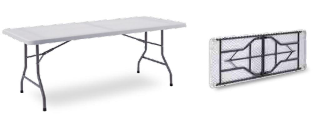 Folding tables with painted steel frame.