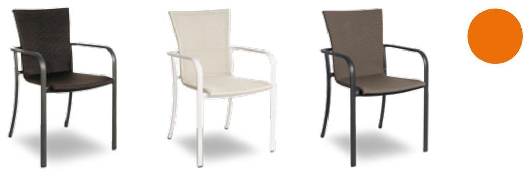 Powder coated aluminum armchairs, PVC covering.