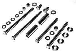 Upper and Lower Motor Mount Kit Complete stock motor mount kit features heat treated and plated bolts, locknuts, and heavy duty washers.